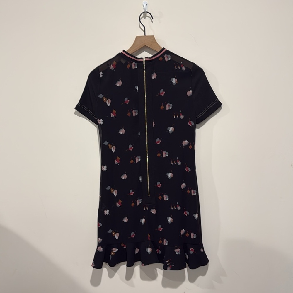 NEW • Ted Baker • Women’s Colour by Numbers Zolba Print-Detail Dress Black Pink - Picture 4 of 4